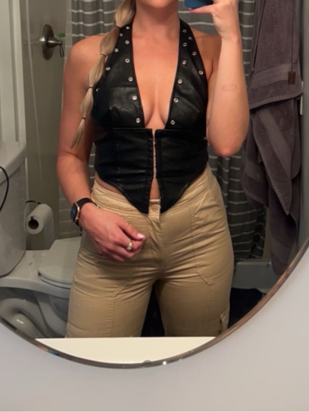 Princess Polly black leather halter top